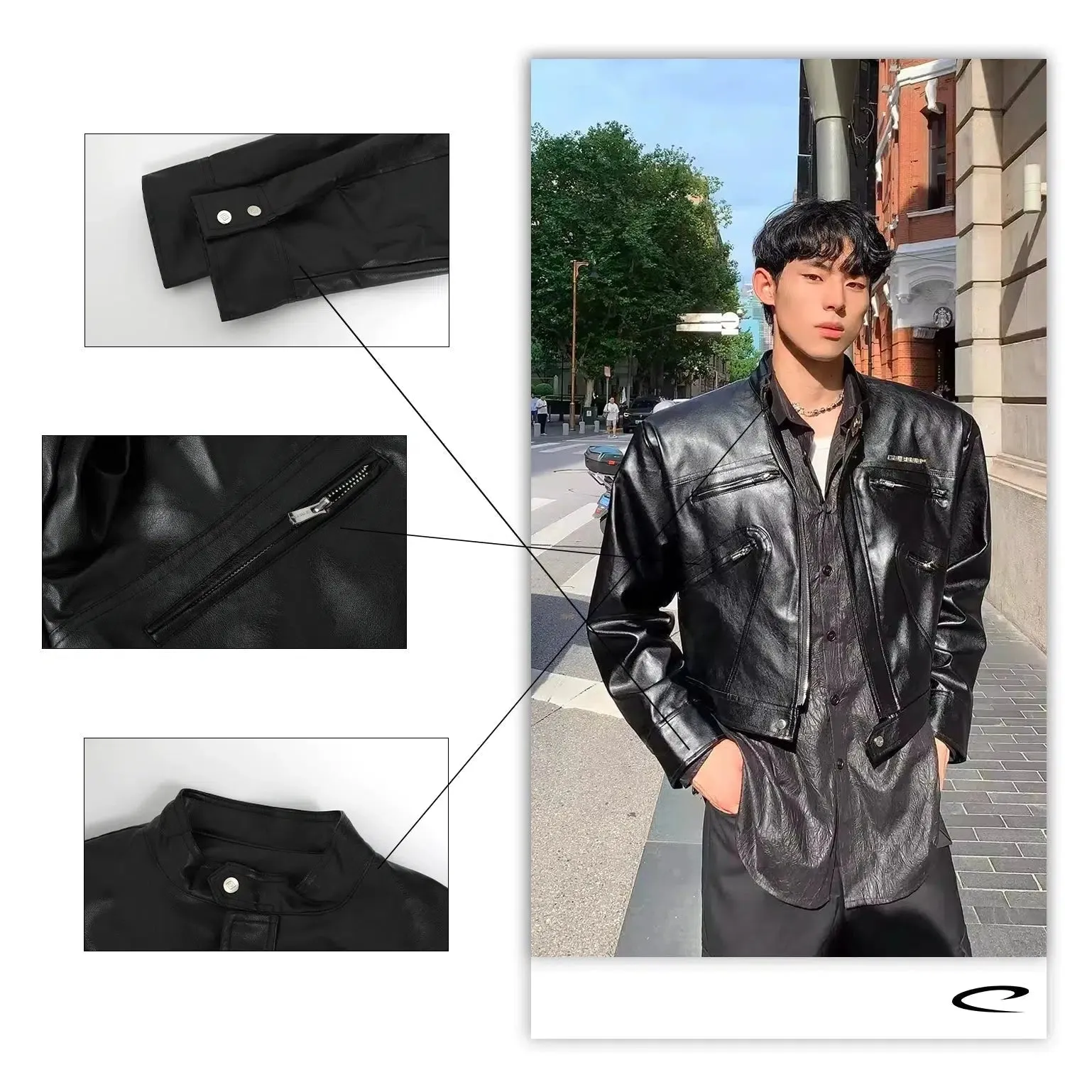 Multi-zipper Leather Motorcycle Jacket