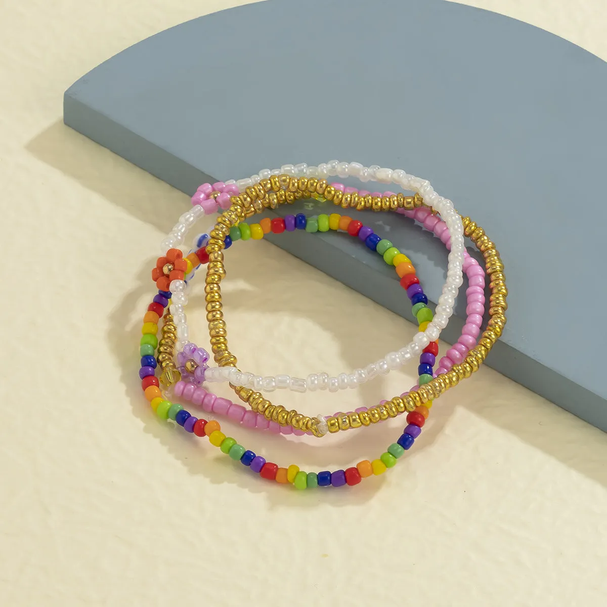 Multicolor Howlite & Acrylic Bead Stretch Bracelet Set