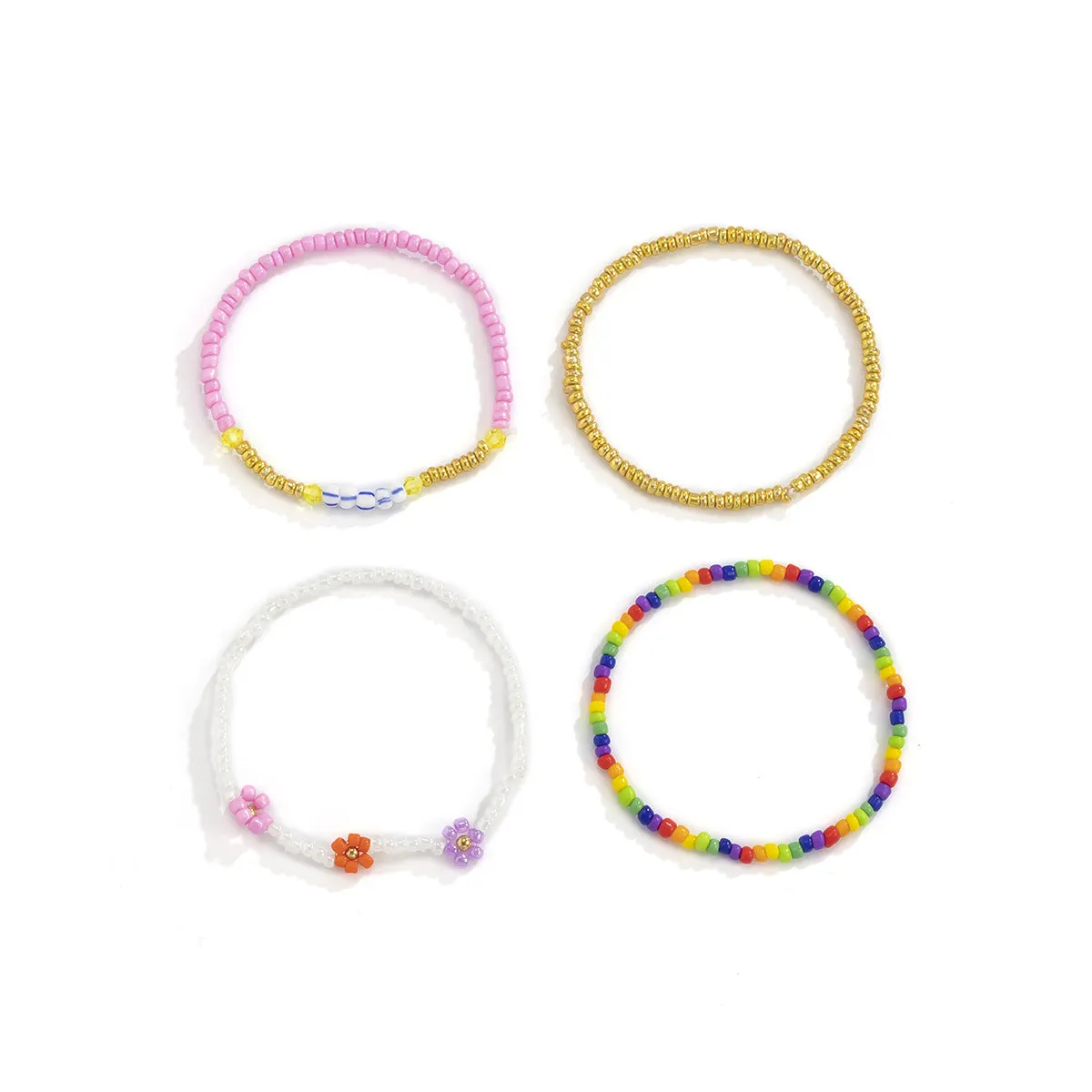 Multicolor Howlite & Acrylic Bead Stretch Bracelet Set