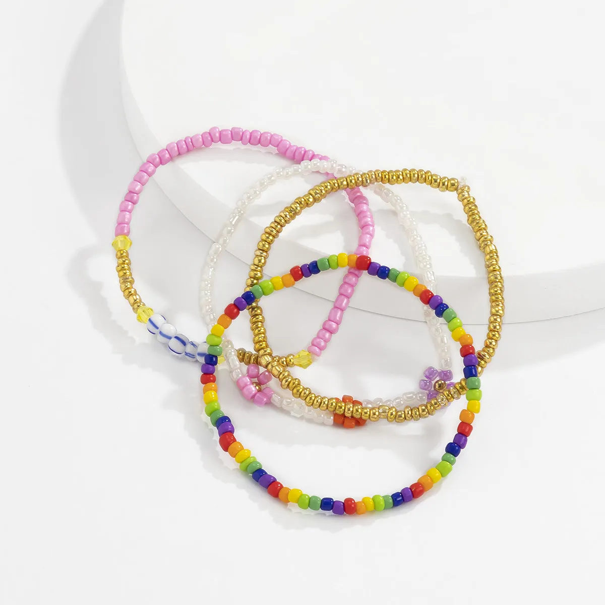 Multicolor Howlite & Acrylic Bead Stretch Bracelet Set