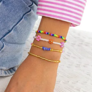 Multicolor Howlite & Acrylic Bead Stretch Bracelet Set