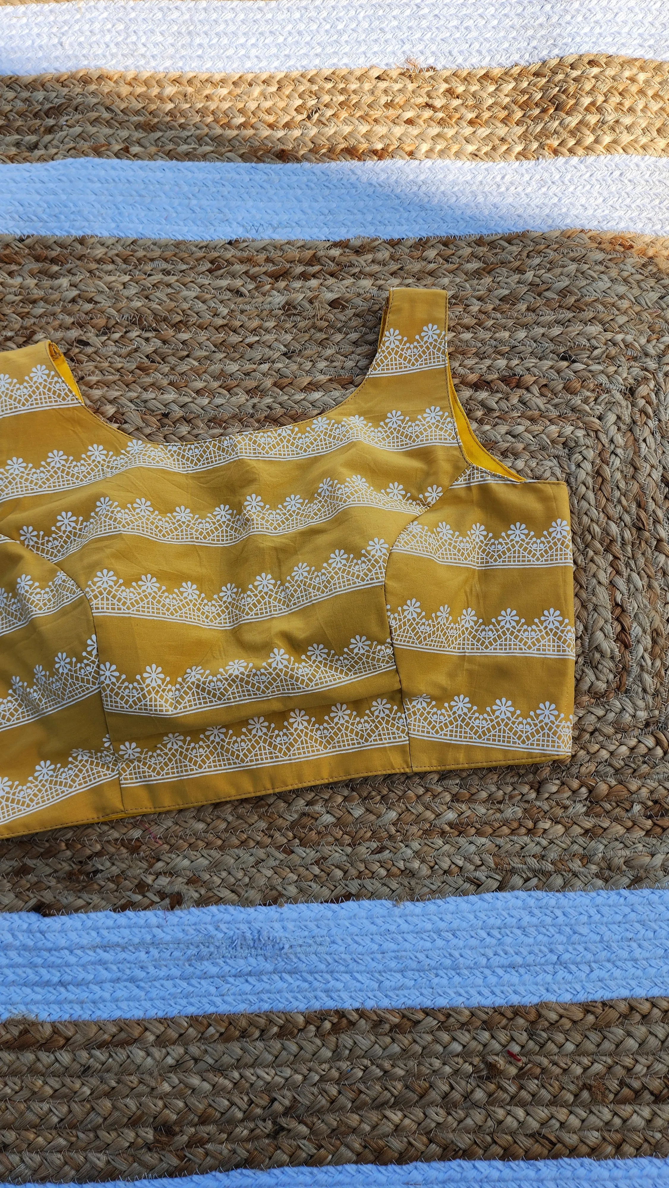 Mustard Sleeveless Cotton Blouse