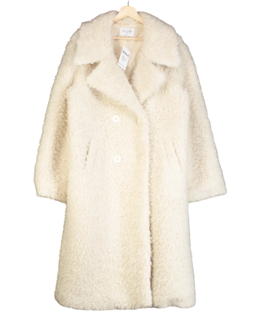 NA-KD White Faux Fur Coat UK 8