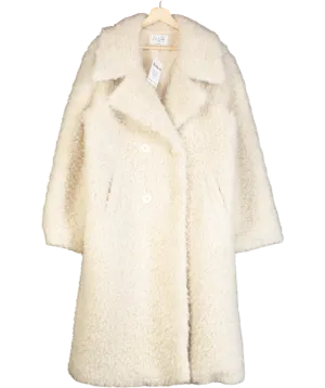 NA-KD White Faux Fur Coat UK 8