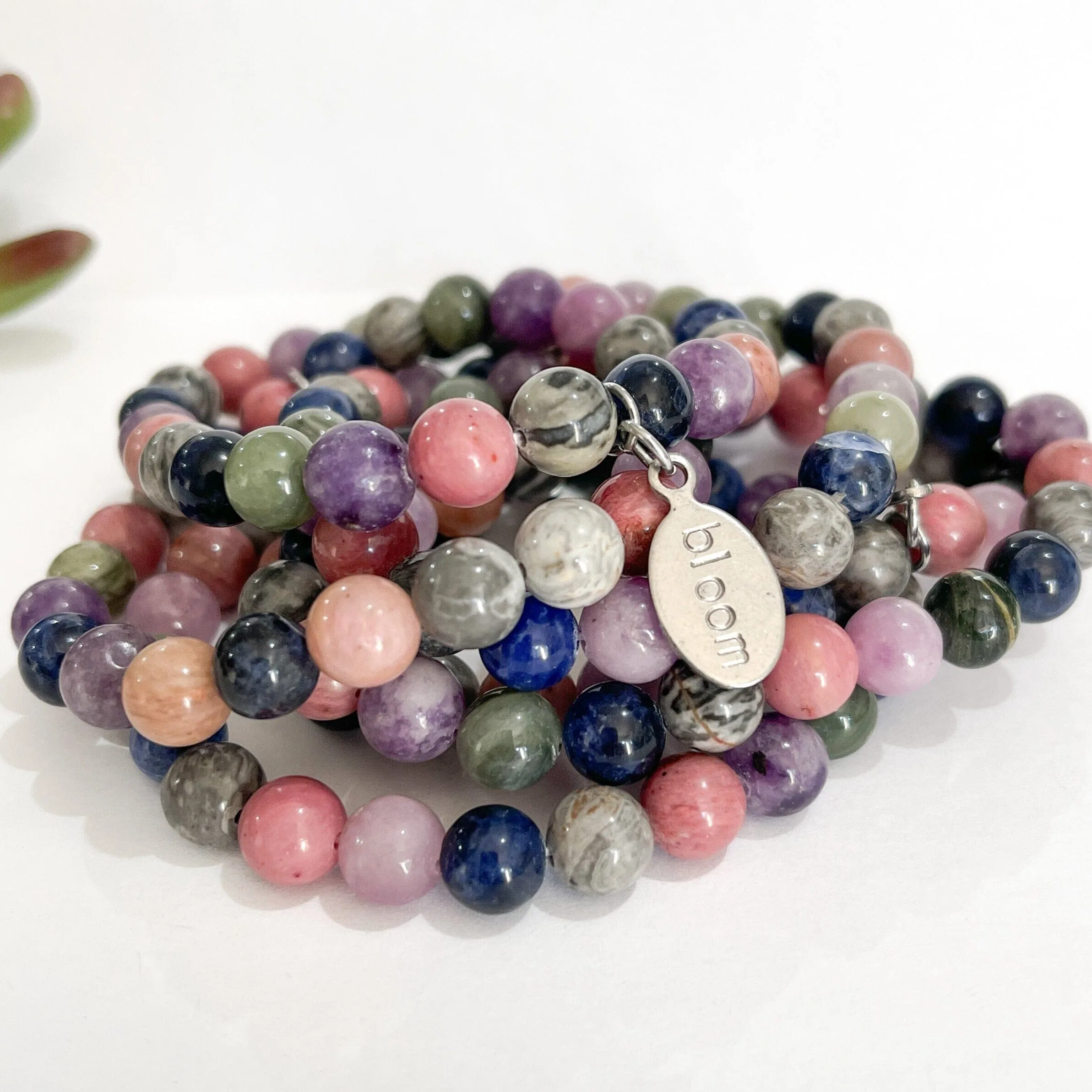 Natural Pastel Bloom Mix Bead Bracelet | Bloom Charm | 8mm | Natural Gemstone | Womens