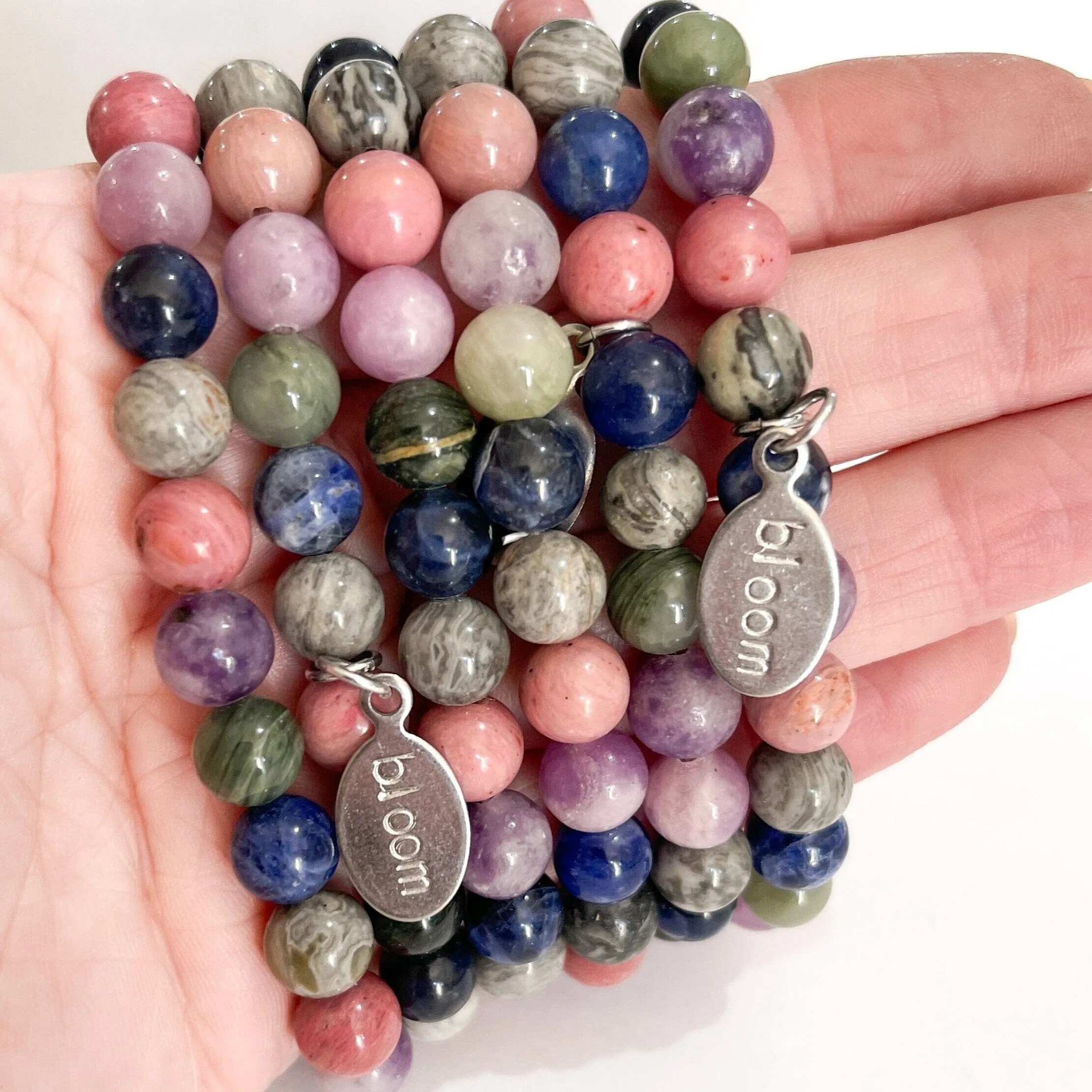 Natural Pastel Bloom Mix Bead Bracelet | Bloom Charm | 8mm | Natural Gemstone | Womens