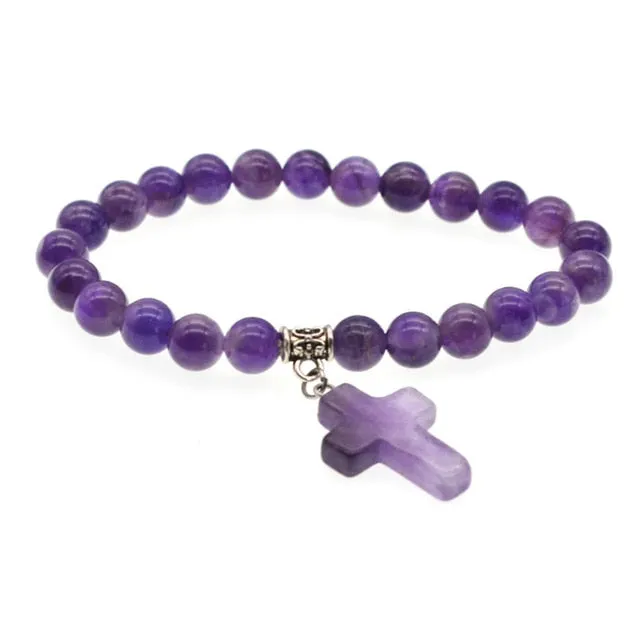 Natural Stone Amethyst .Rose Quartz .Tigers eye Bracelets