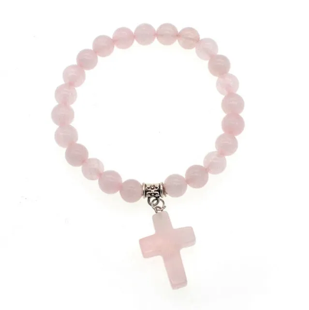 Natural Stone Amethyst .Rose Quartz .Tigers eye Bracelets