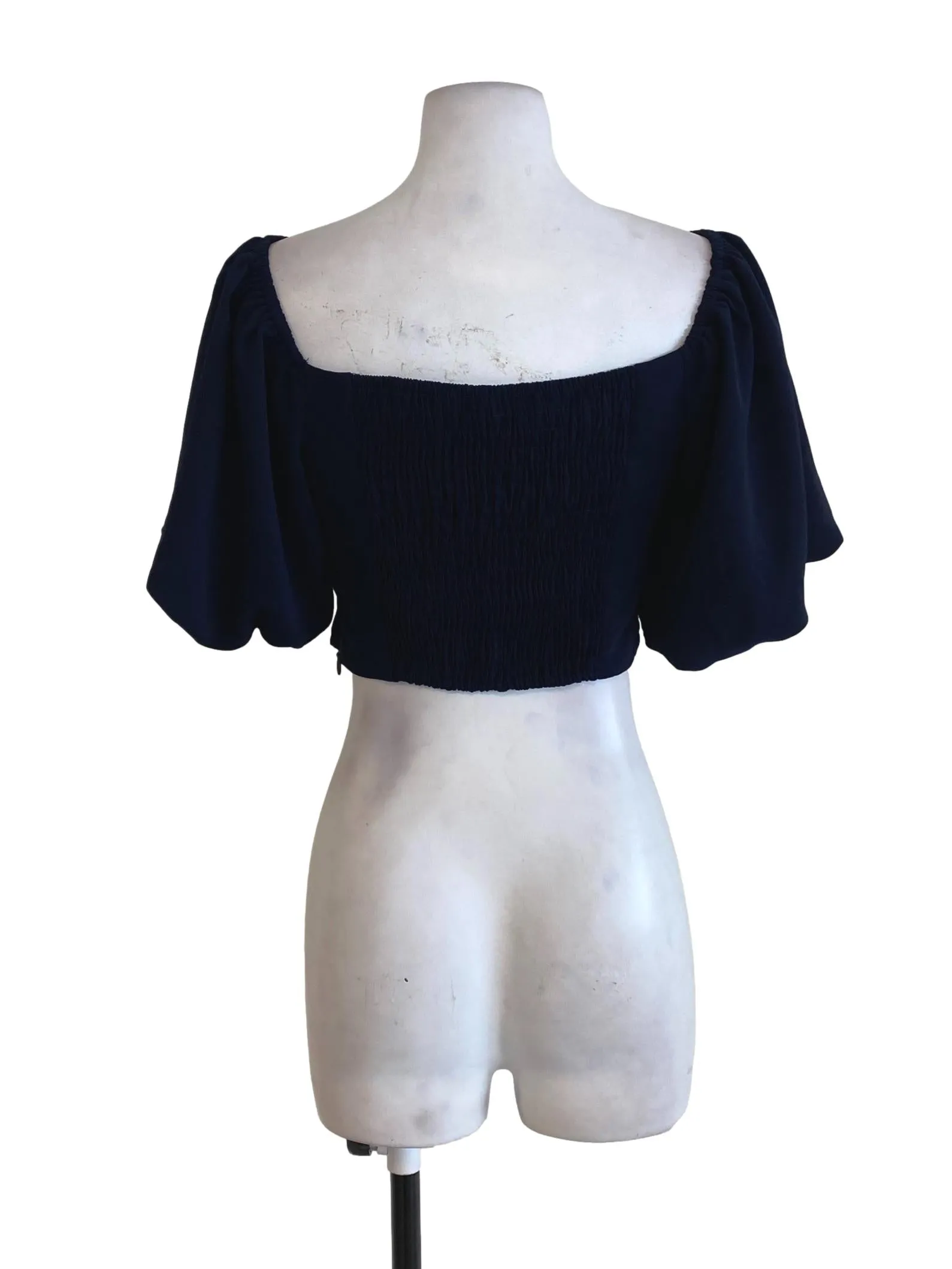Navy Blue Puffy Sleeve Top
