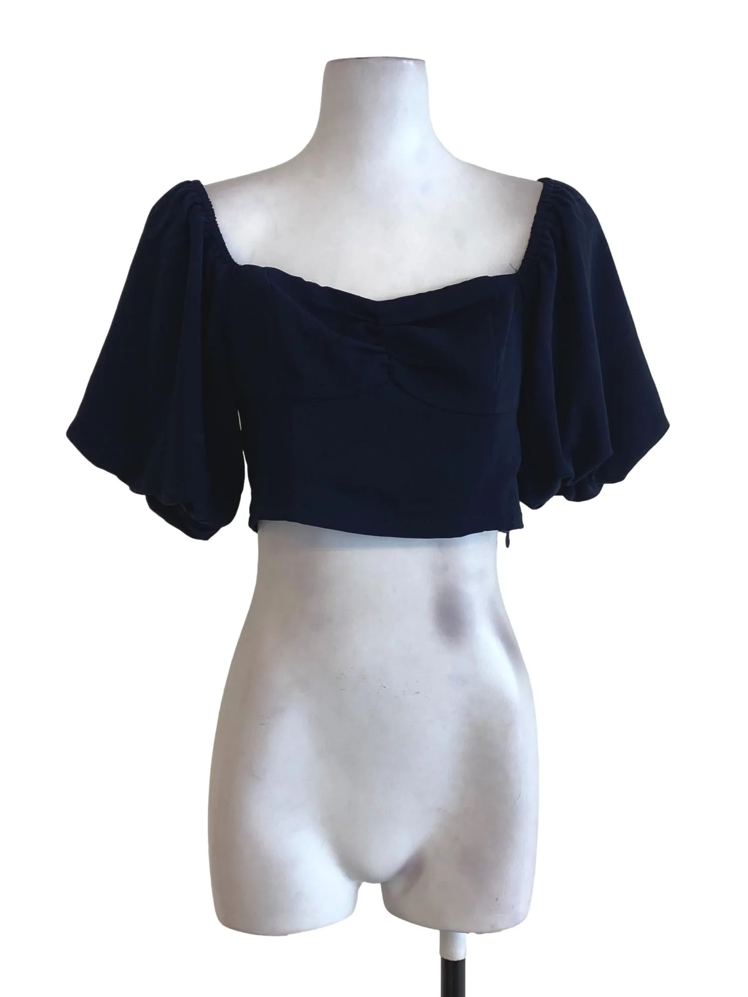 Navy Blue Puffy Sleeve Top