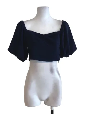Navy Blue Puffy Sleeve Top