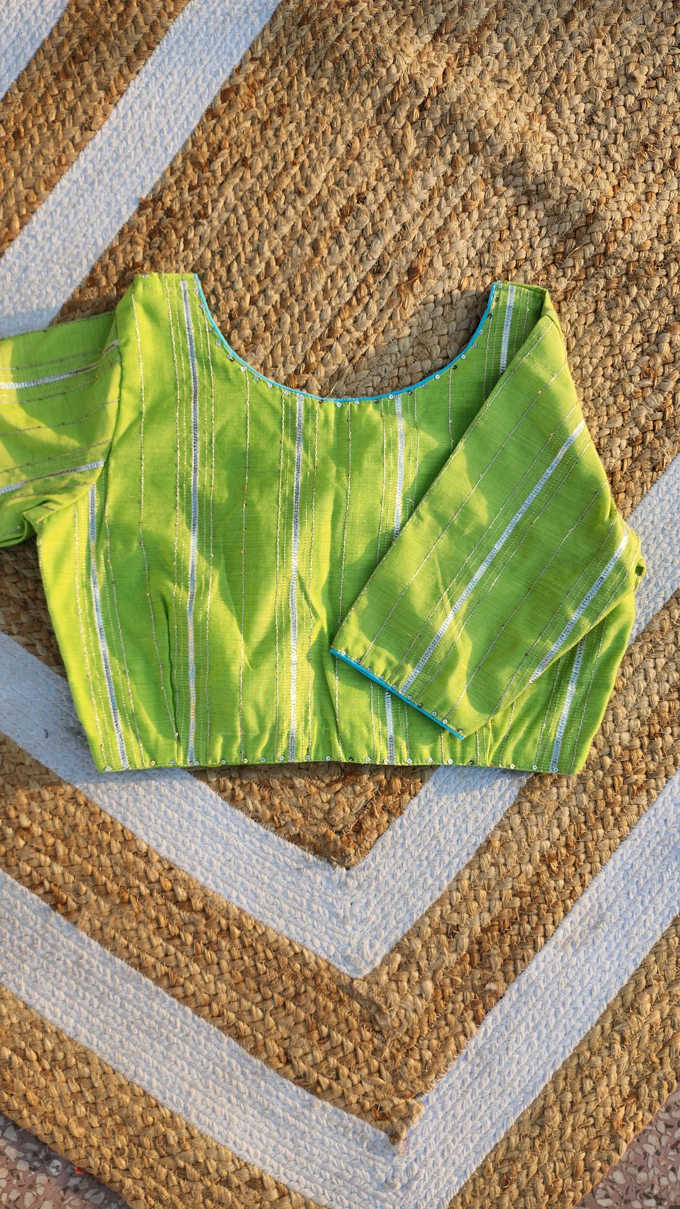 Neon Green Chanderi Blouse