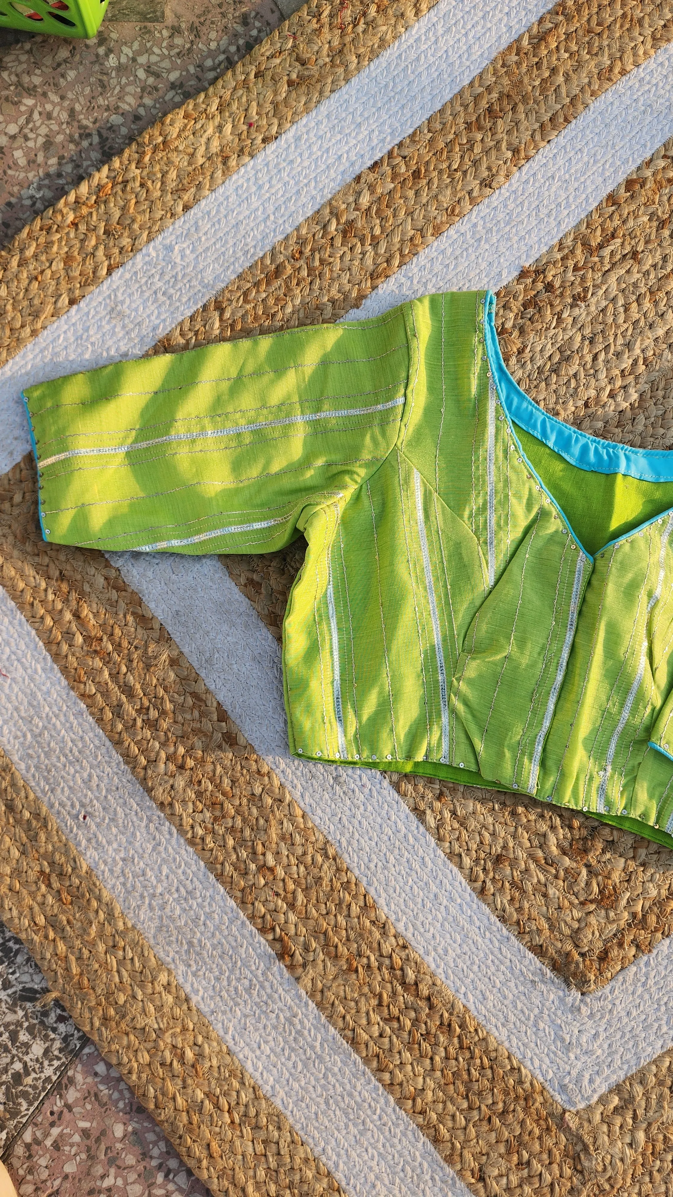 Neon Green Chanderi Blouse
