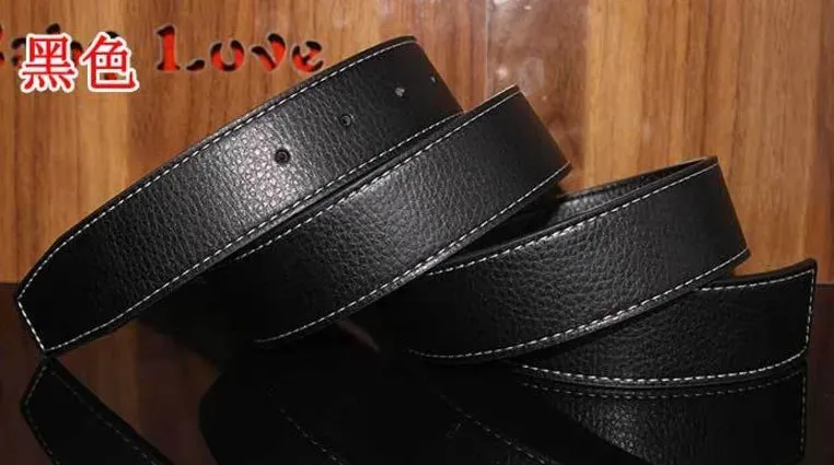 new Luxury Brand H Belts for Men High Quality Pin Buckle Male Strap Genuine Leather Waistband Ceinture Homme,No Buckle 3.3cm