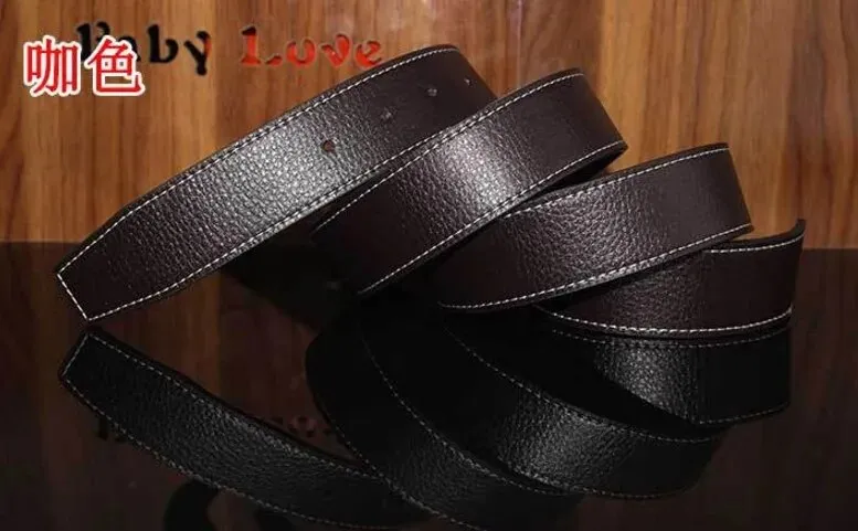 new Luxury Brand H Belts for Men High Quality Pin Buckle Male Strap Genuine Leather Waistband Ceinture Homme,No Buckle 3.3cm