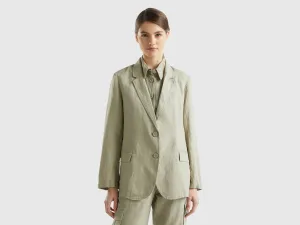 Notched Lapel Collar Solid Blazer