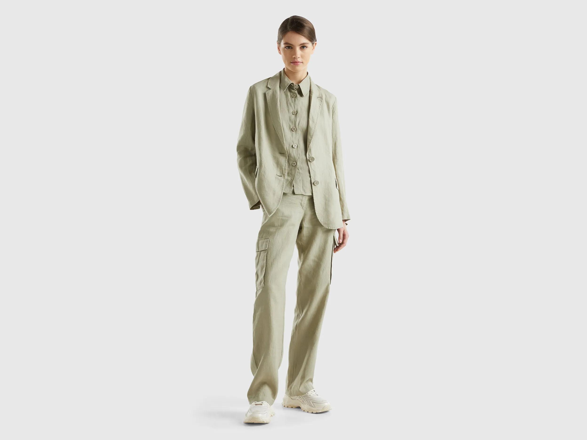 Notched Lapel Collar Solid Blazer