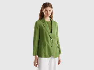 Notched Lapel Collar Solid Blazer