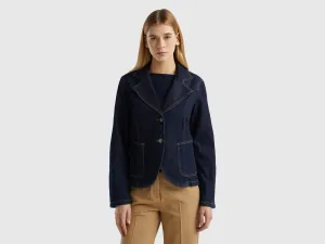 Notched Lapel Collar Solid Blazer