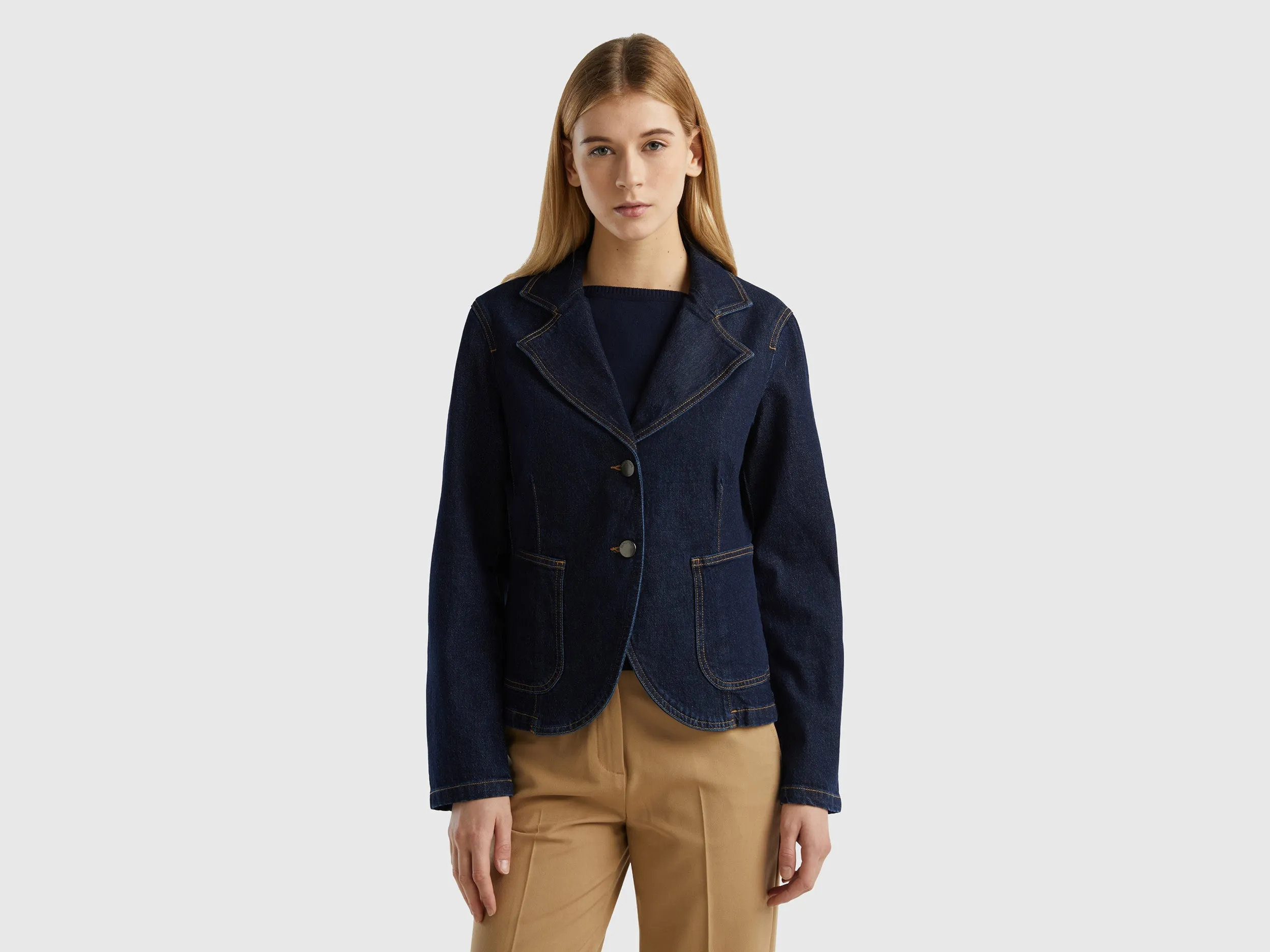 Notched Lapel Collar Solid Blazer
