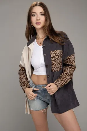 Nuvi Apparel Color block corduroy shacket