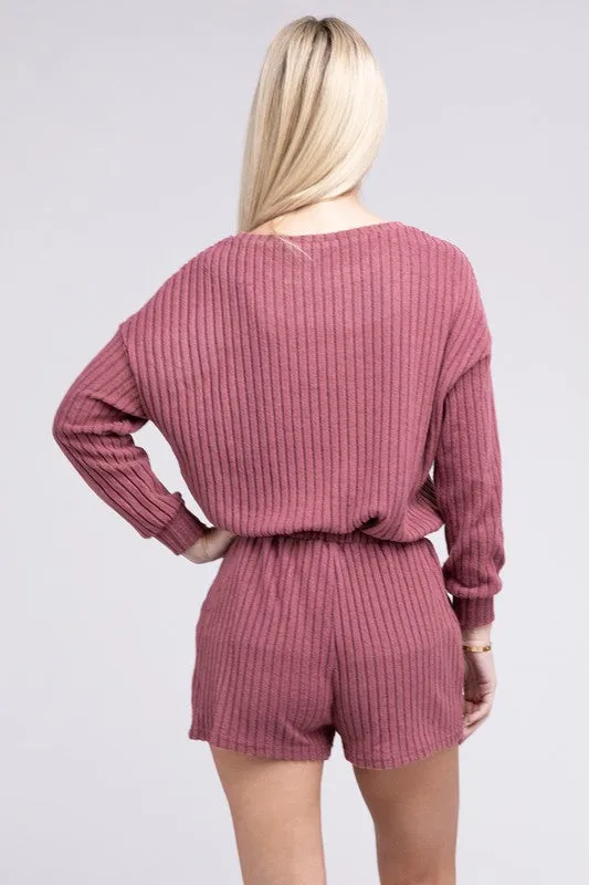 Nuvi Apparel Ribbed Knit Tee & Shorts SET