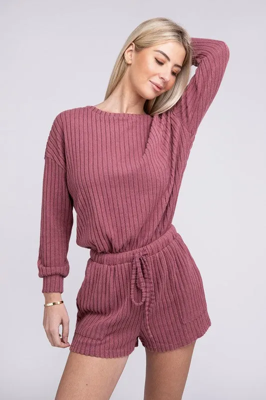 Nuvi Apparel Ribbed Knit Tee & Shorts SET