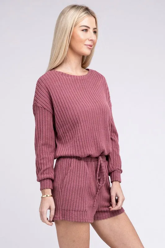 Nuvi Apparel Ribbed Knit Tee & Shorts SET