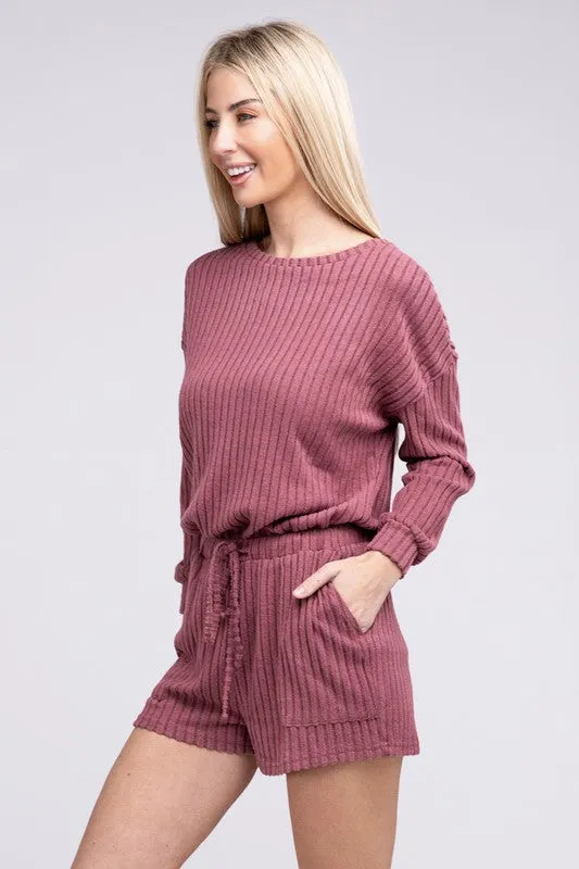 Nuvi Apparel Ribbed Knit Tee & Shorts SET