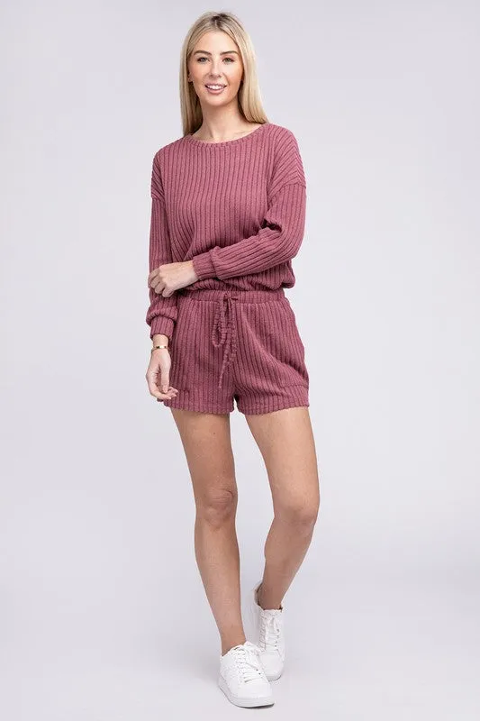 Nuvi Apparel Ribbed Knit Tee & Shorts SET