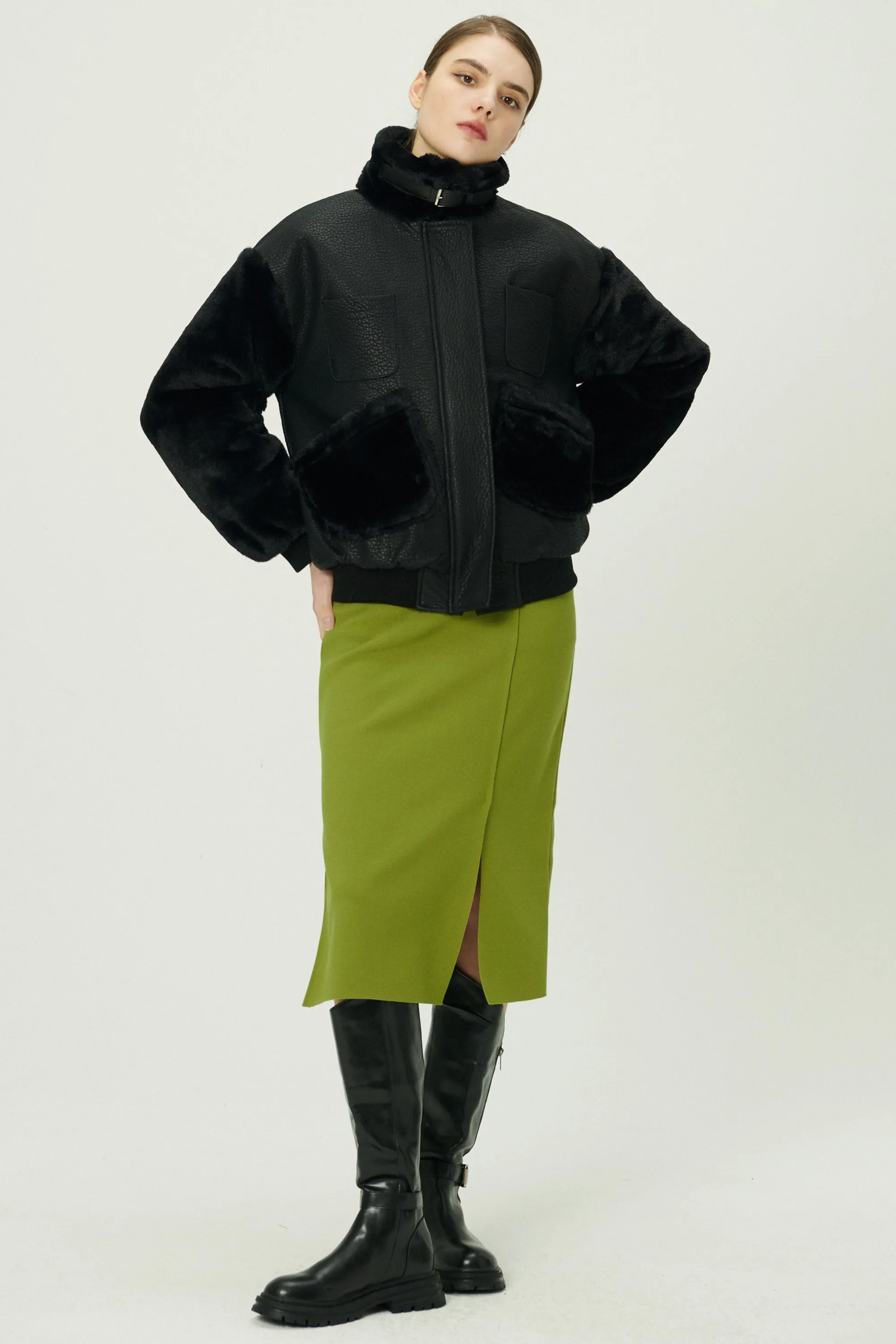 Oli Faux Fur Aviator Jacket