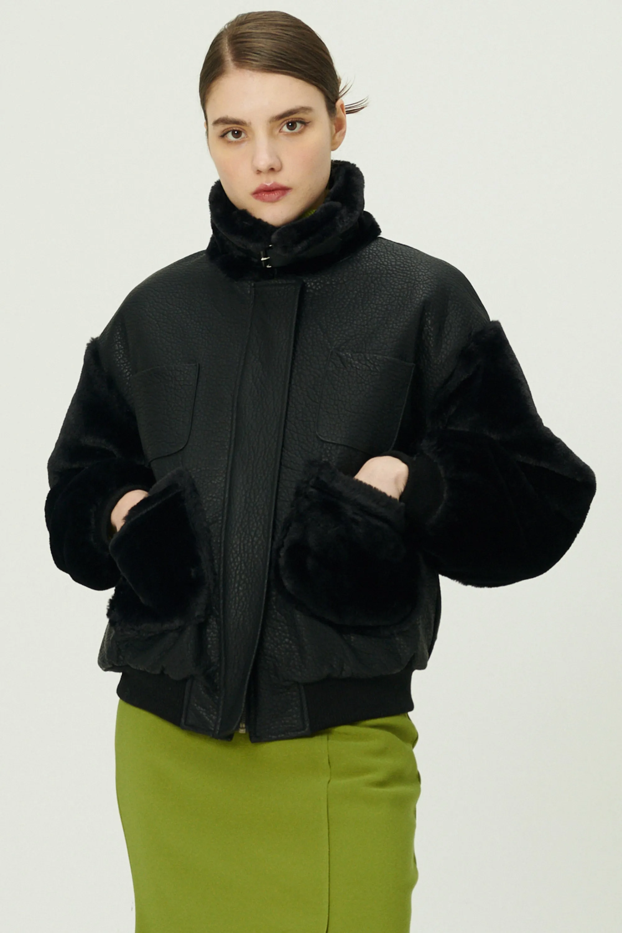 Oli Faux Fur Aviator Jacket