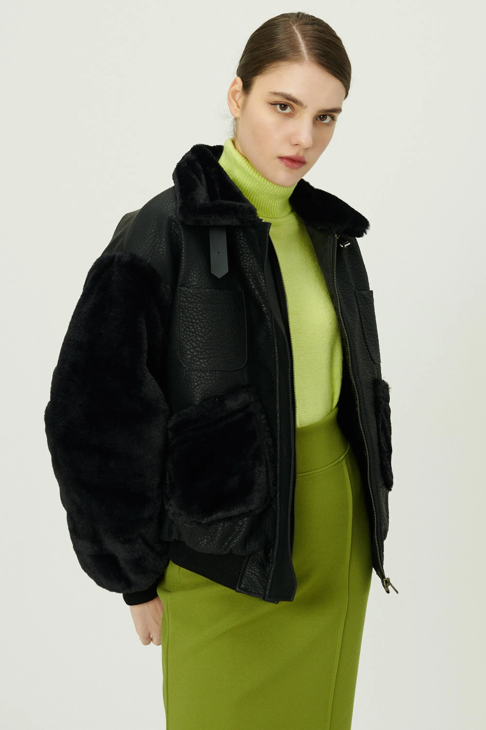 Oli Faux Fur Aviator Jacket