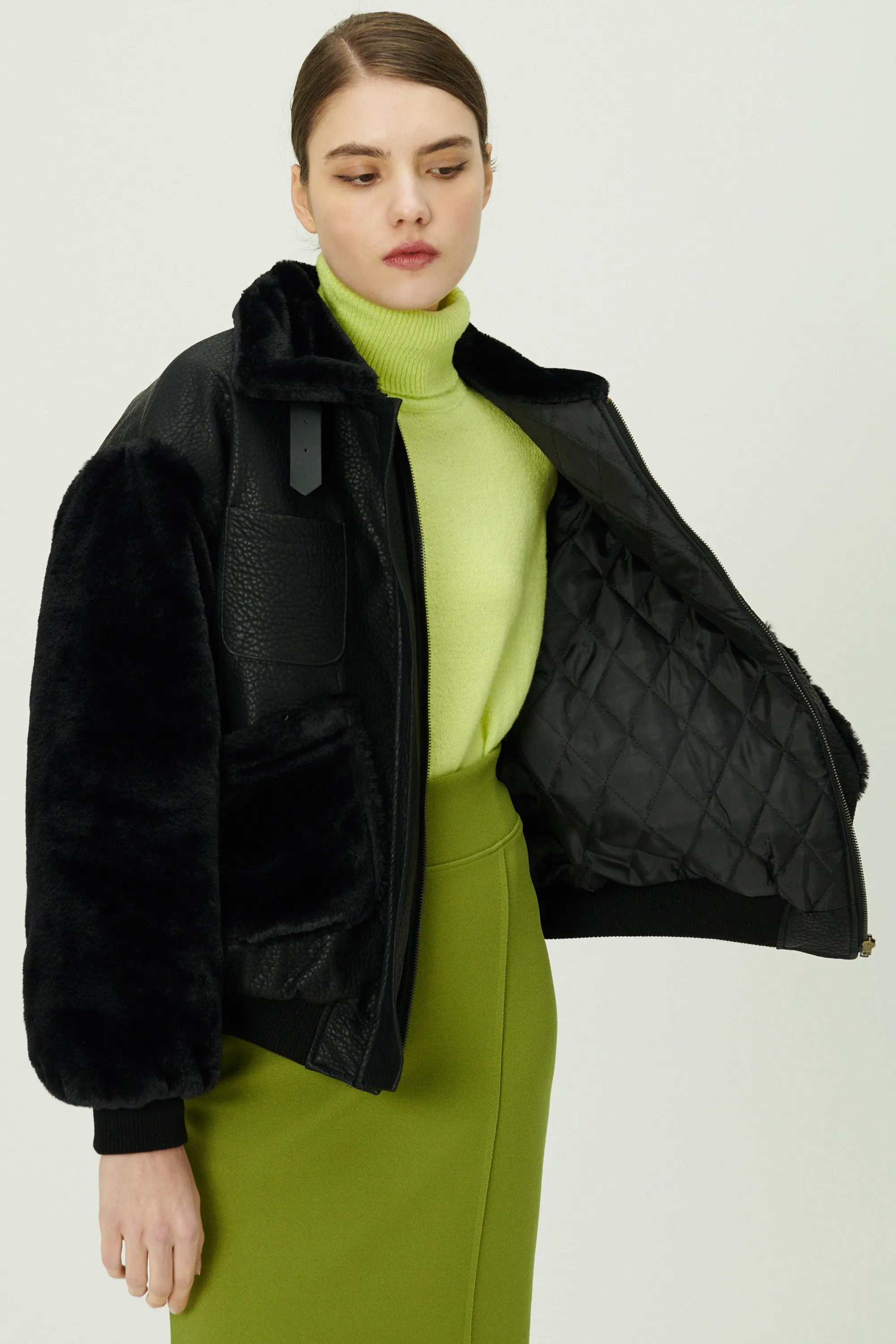 Oli Faux Fur Aviator Jacket