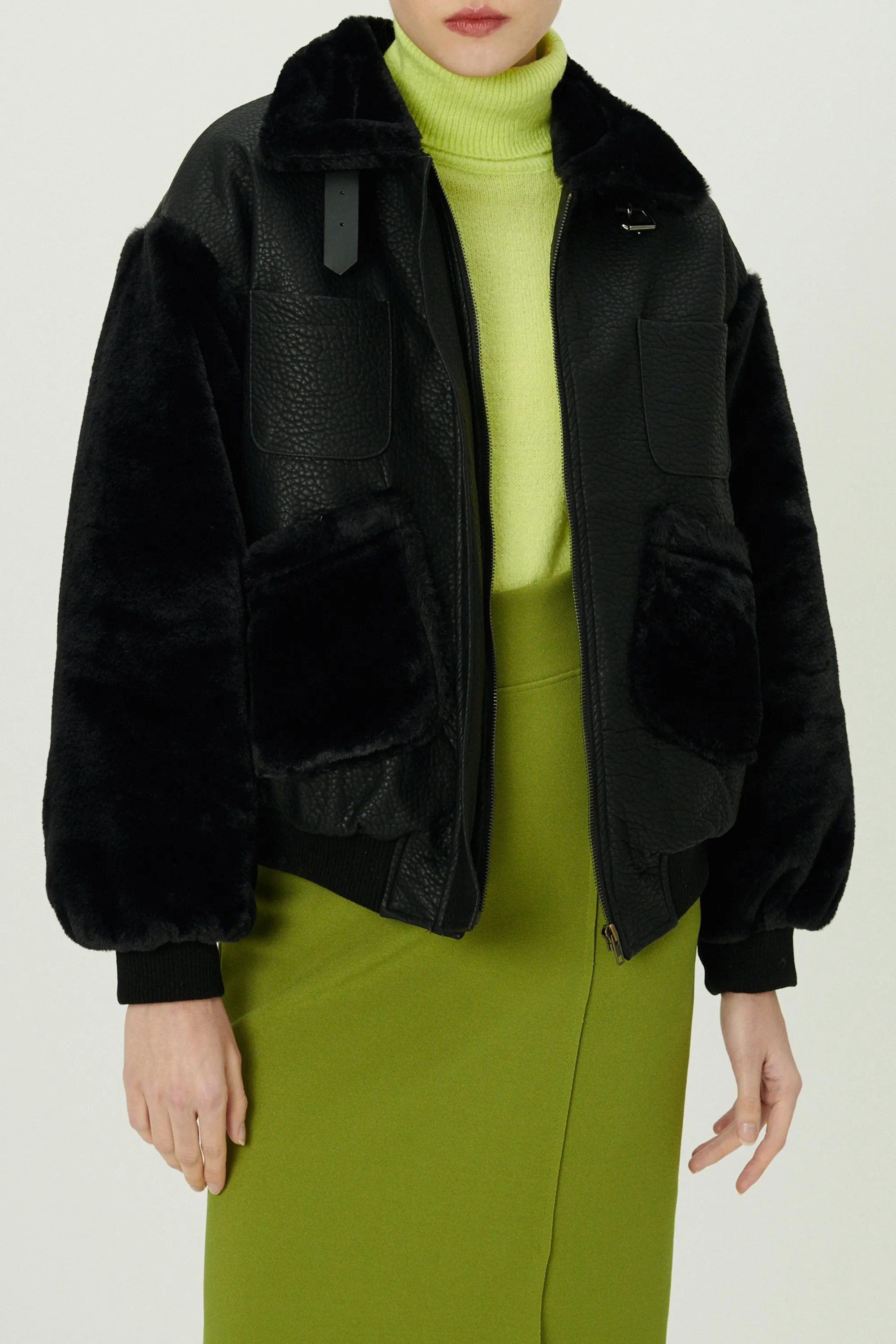 Oli Faux Fur Aviator Jacket