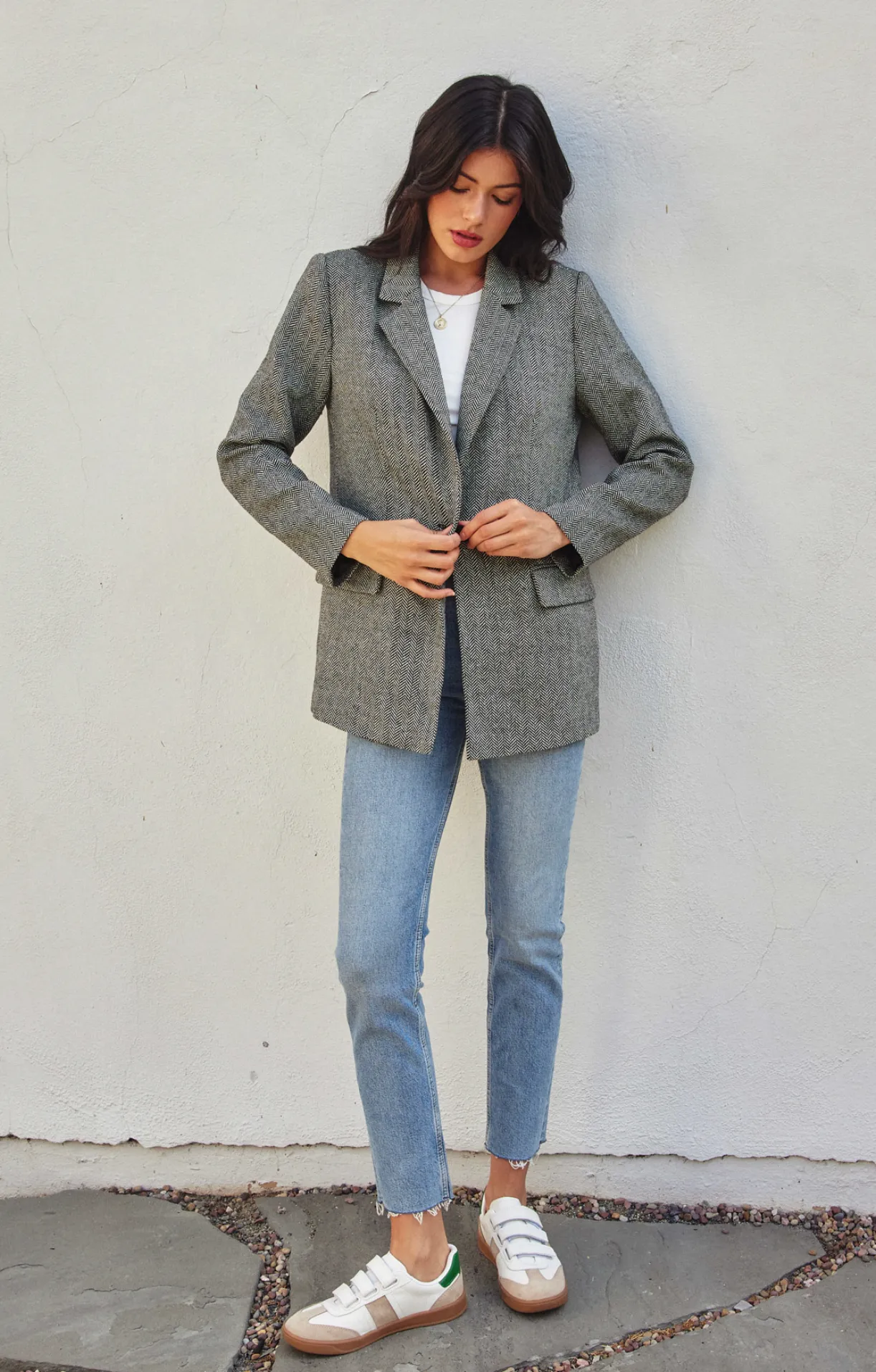 One Button Wool-Blend Blazer