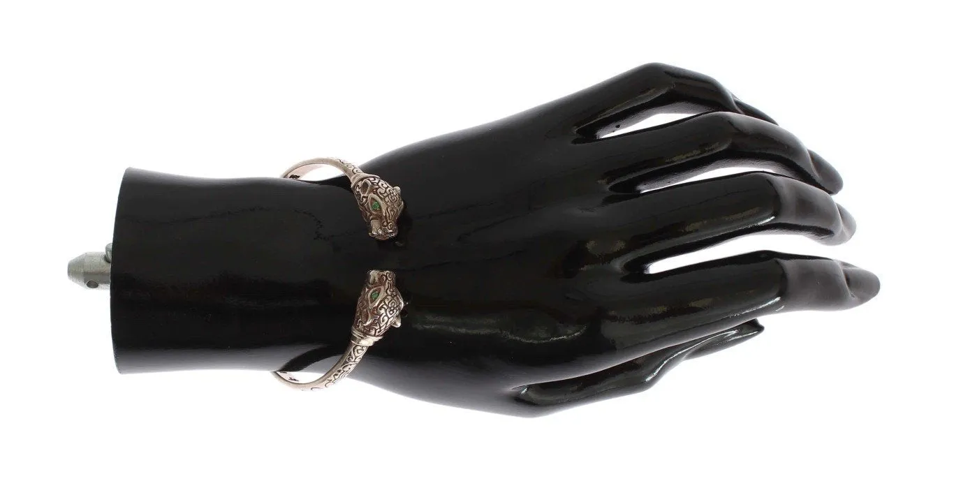 Panther 925 Silver Crystal Bangle Bracelet
