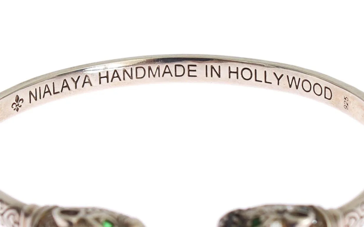 Panther 925 Silver Crystal Bangle Bracelet