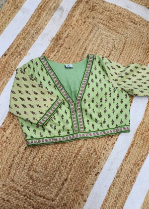 Pastle Green Printed Cotton Blouse