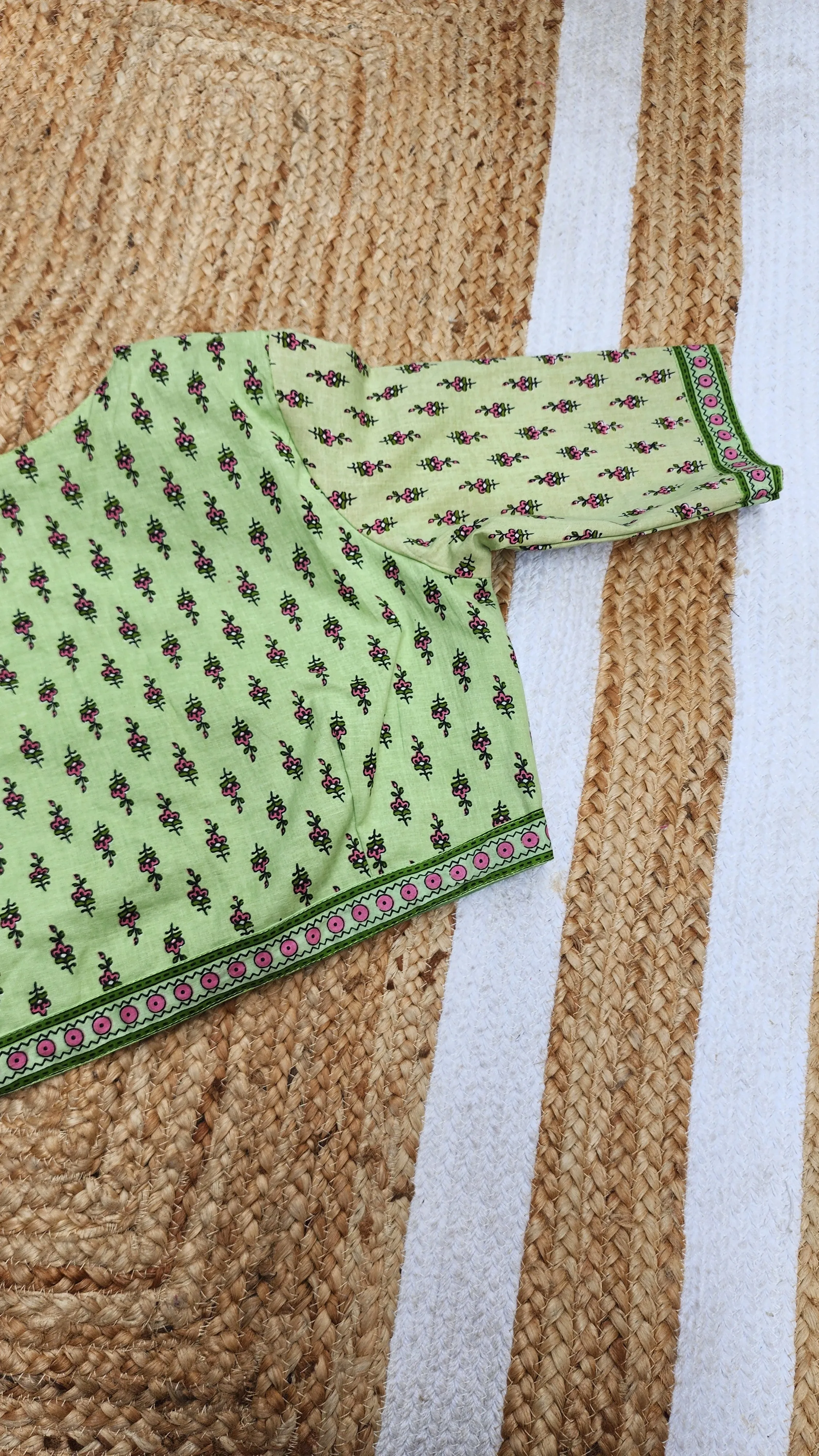Pastle Green Printed Cotton Blouse