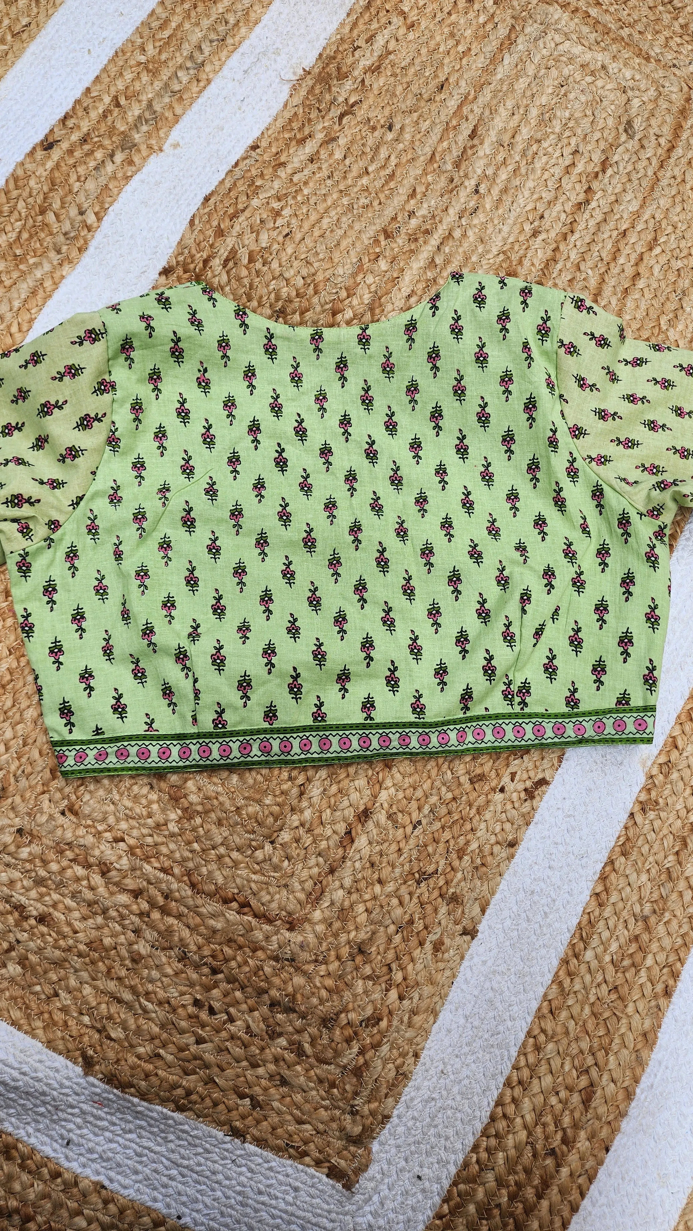 Pastle Green Printed Cotton Blouse