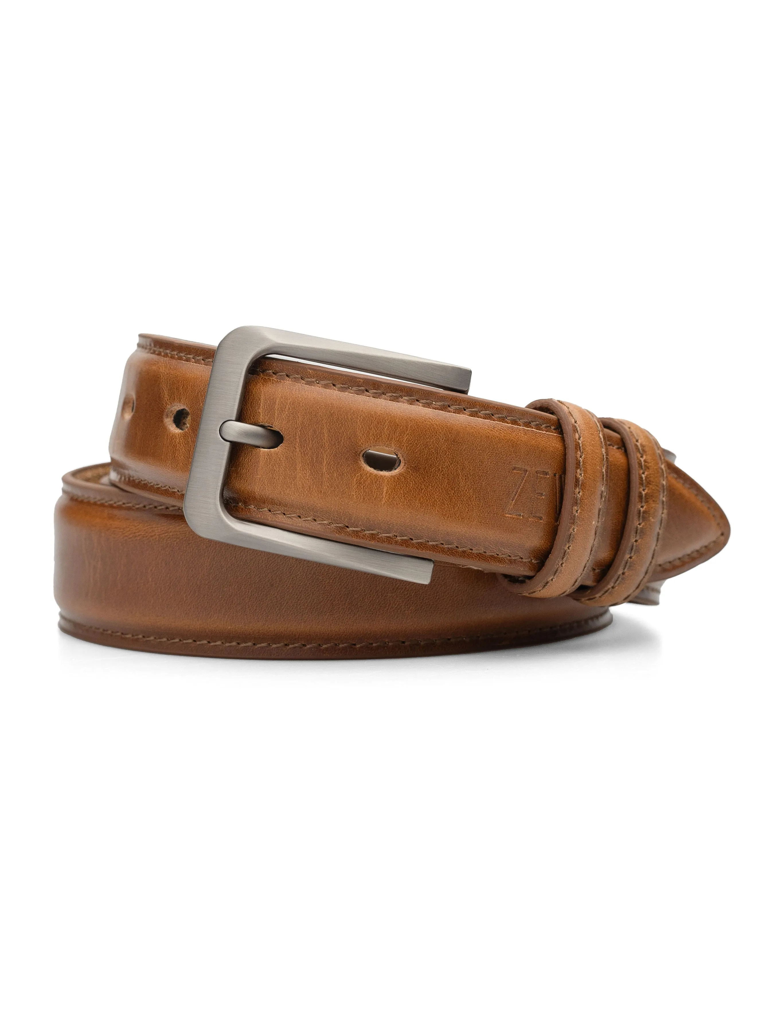 Patina Leather Belt with Palladium-toned Buckle