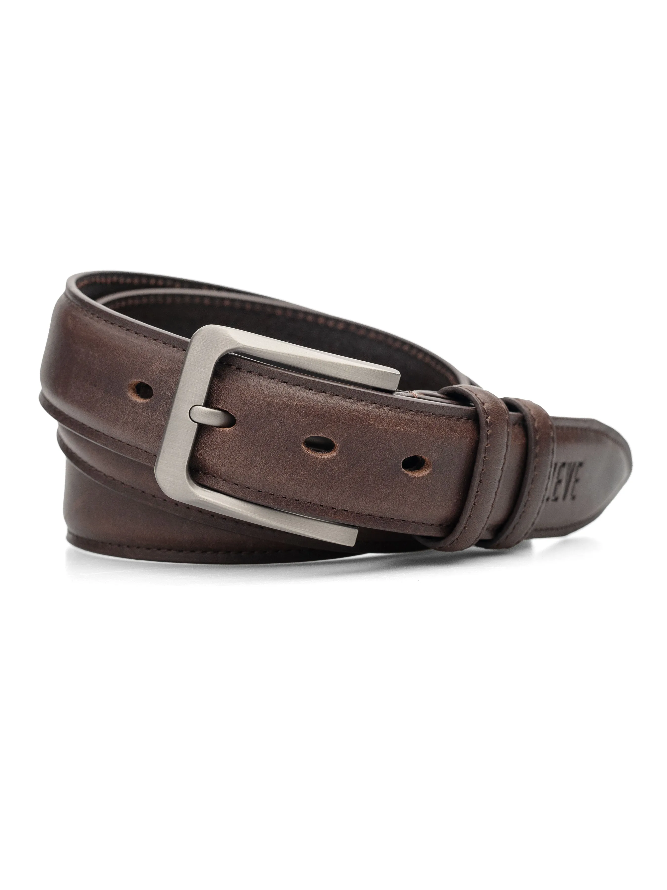 Patina Leather Belt with Palladium-toned Buckle