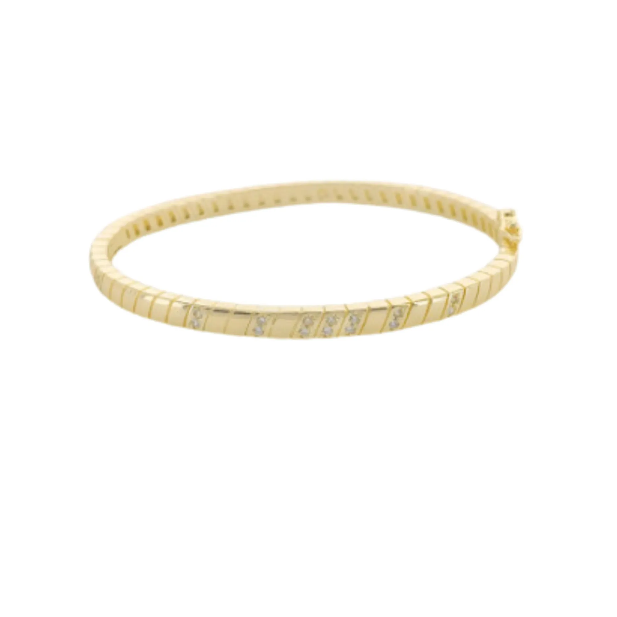 Pattern Bangle with CZ Accent
