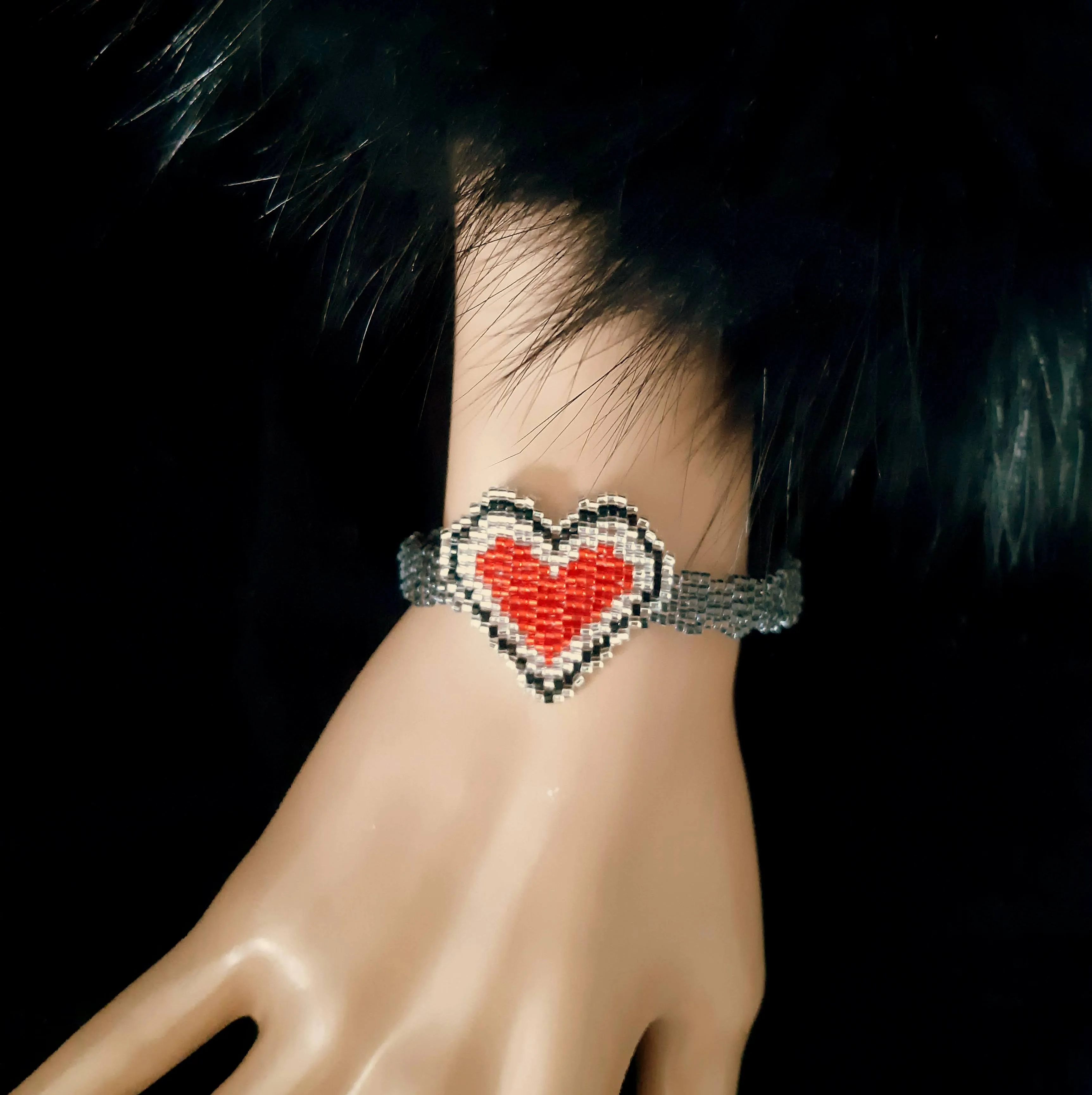 Pattern - Bracelet et Pendentif COEUR ROUGE