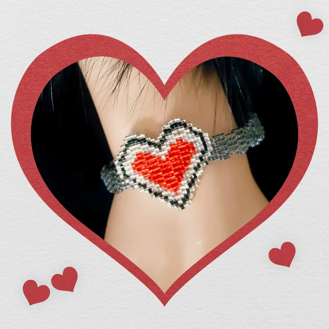 Pattern - Bracelet et Pendentif COEUR ROUGE