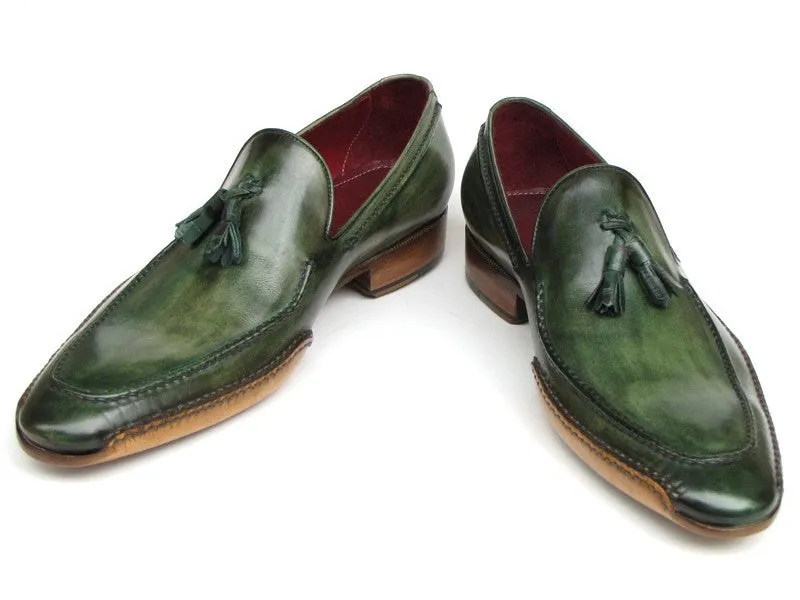 Paul Parkman Green Handsewn Tassel Loafers
