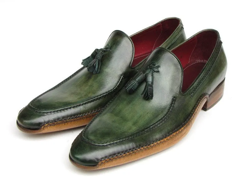 Paul Parkman Green Handsewn Tassel Loafers