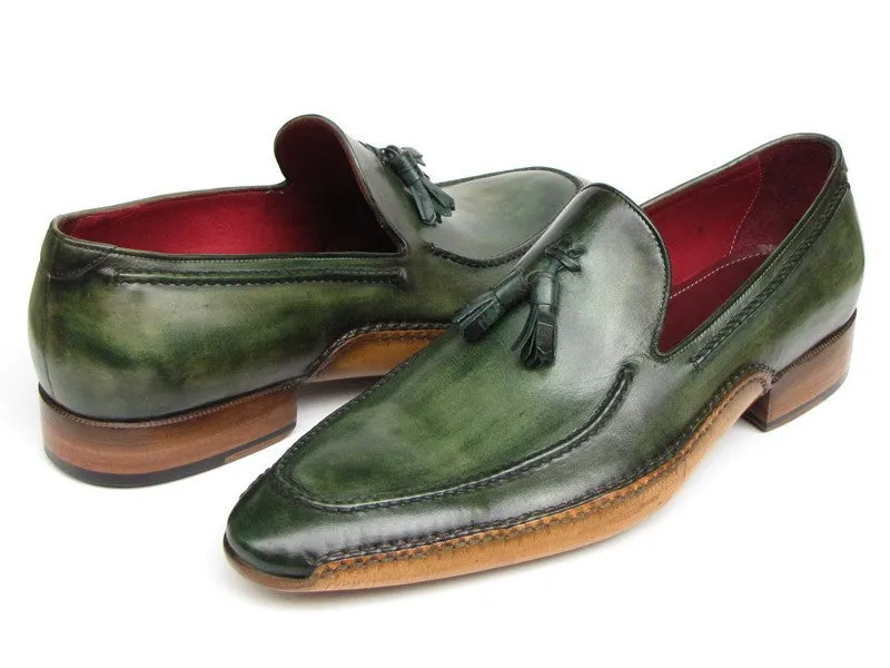 Paul Parkman Green Handsewn Tassel Loafers