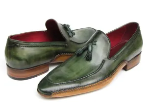 Paul Parkman Green Handsewn Tassel Loafers